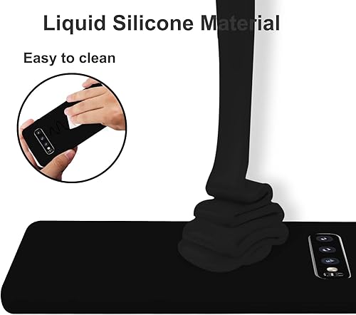 Miniatura 2 de Funda de silicona compatible con Galaxy S10 Plus de 6.4 pulgadas, forro de tela de microfibra cubierta de goma de gel de cuerpo completo (negro)