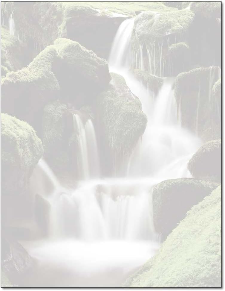 Waterfall Letterhead, 100 Pack - 8.5 x 11 inches, DIY Printing, Laser & Inkjet Printer/Copier Compatible