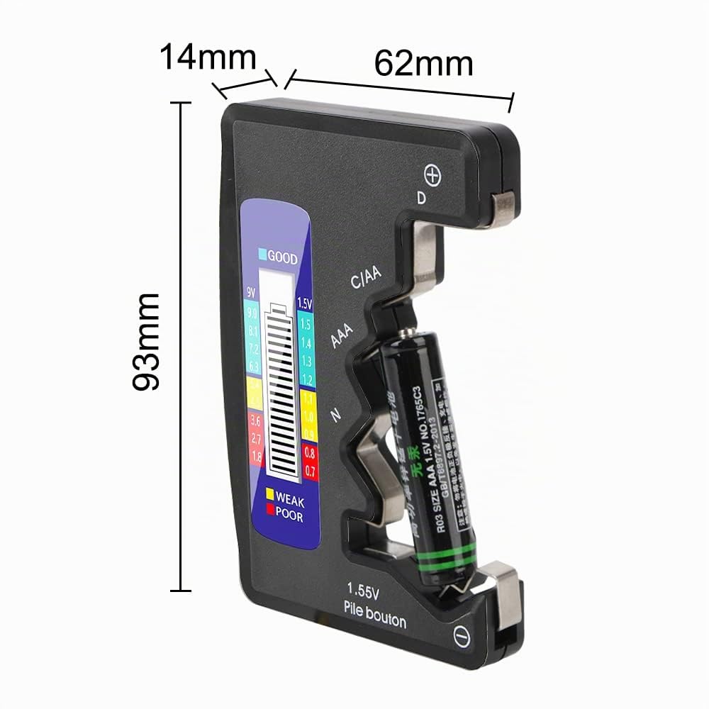 DollaTek 1,5V 9V Batterie Numérique AA AAA LR44 Testeur Universel de Capacité de Batterie de Lithium Vérificateur de Source d'Alimentation Outils de Mesure - Noir