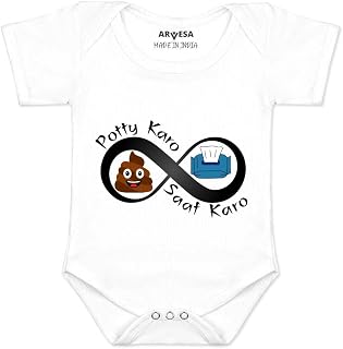 ARVESA Baby Romper Quirky Theme for Baby Boy and Baby Girl Cotton 0–12 Months Design No 1510 - Potty Karo Saaf Karo Price In India