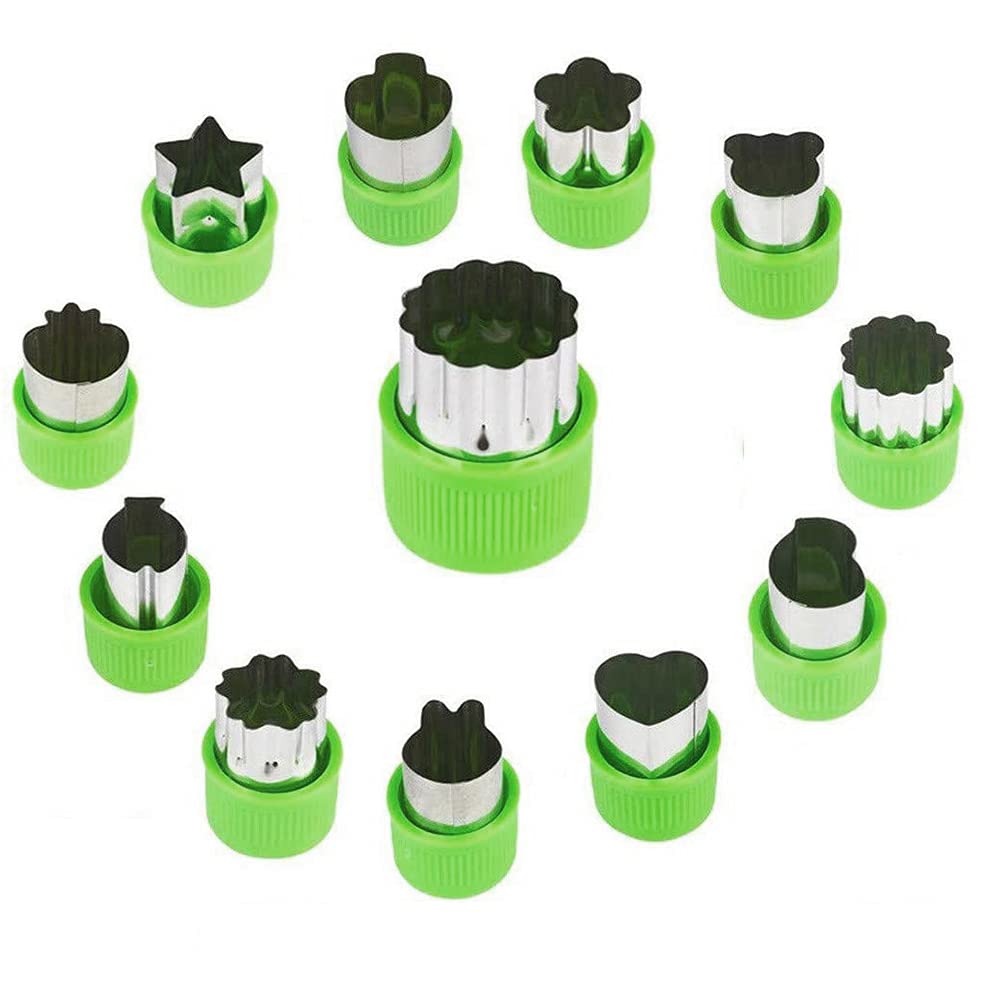 CHANGAR Mini Cookie Cutter Set, 12Pcs Mini Vegetable Cutter Shapes Set Mini Pie Fruit Cookie Pastry Stamps Mold for Kids Baking and Food Supplement Tools Accessories