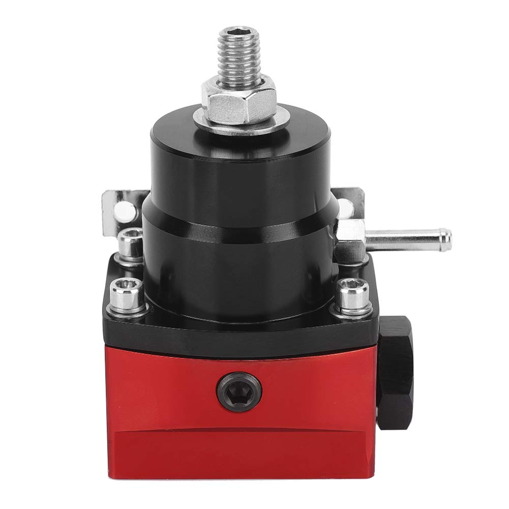 Kit de régulateur de pression de carburant de voiture réglable universel avec jauge, régulateur de pression de carburant haute performance, 3 ports 2 entrées 1 conception de (Noir Rouge)