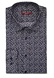 Marvelis Body Fit Hemd Langarm New Kent Kragen Muster dunkelblau Größe 42