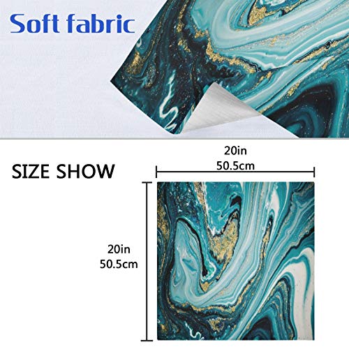 Oyihfvs Gold Turquoise Blue Marble Texture Luxury Ink Paint Dinner Cloth Napkin Set Of 4, Washable Table Napkins With Hemmed Edges, Oversized Reusable Premium Polyester Fabric For Wedding Parties #TOP6