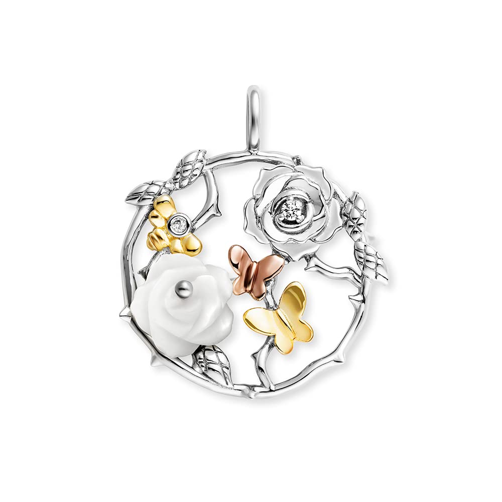 Engelsrufer Damen Anhänger Rose Garden aus Sterling Silber - besetzt mit 2 Zirkonia Steinen - Ösenverschluss - nickelfrei