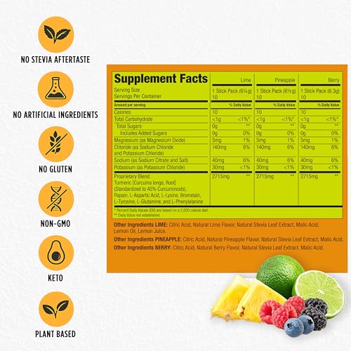 Image of Bala Total Body Wellness Drink Mix, Hydrate & Recover Variety Pack, Pineapple, Lime & Berry, 10 Per Flavor, Zero Sugar Electrolytes Powder Packets with Enzymes & Amino Acids, Turmeric Drink, 30 Sticks
