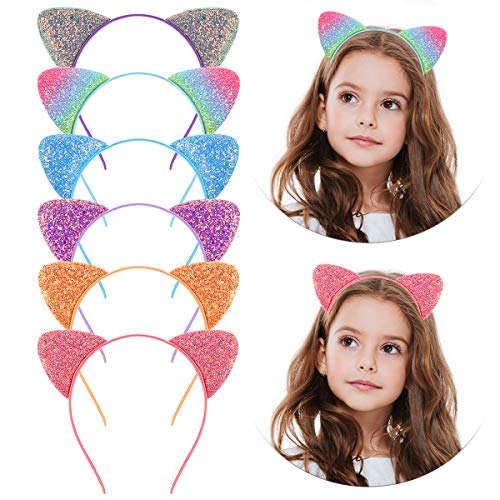 Frcolor Cat Ears Headband, Glitter Sequin Ear Headbands Metal Hair Hoops For Daily Party (12 Pack) #TOP2