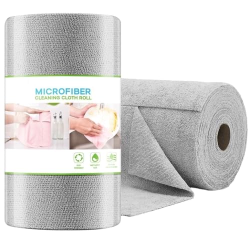 Image of Pack Of 20 Cleaning Cloth Roll, Washable Absorbent Towel For Kitchen, Dust, Stains Wet and Dry Microfiber Cleaning Cloth, Reusable Paper Towels Washable Roll Tear Away for Kitchen, Car (Pack Of 20)