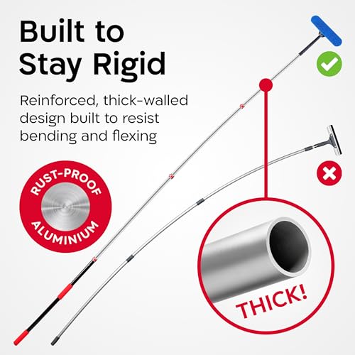 Image of 20 Feet High Reach Professional Window Squeegee with Extension Pole 5-13ft | | Squeegee for Window Cleaning Kit | Outdoor Window Cleaner Tool | Windows Washing Kit with Extension Pole