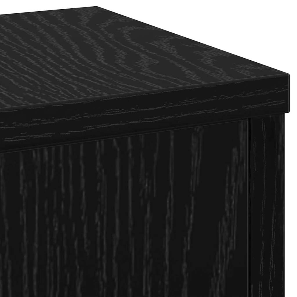 Pflanzenständer 2er Set Holz-Optik - Moderne Pflanzensäule für Wohnzimmer und Terrasse - Eckiges Blumenständer Set, Schwarz Eichen-Optik, 17 x 17 x 60 cm