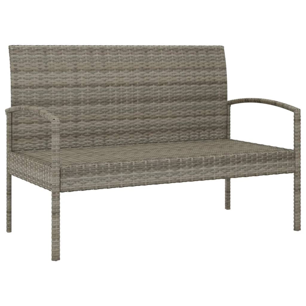 Fengshui Ławka ogrodowa z poduszką, szara, 105 cm, polirattanowa
