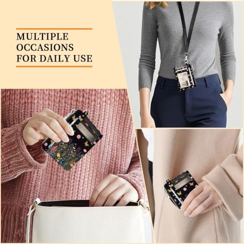 Image of Hancynir Butterfly Flower Slim Wallet Women Credit Card Holder, Small RFID