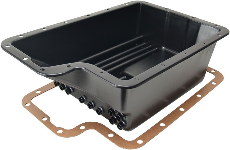 Derale 14208 Transmission Cooling Pan for Ford E4OD, 4R100, 5R110W - Adds 8.31 Quarts, Reduces Temps 20-50°F, Black Steel