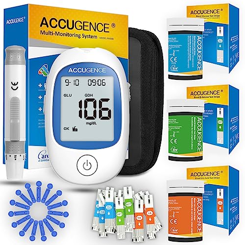 ACCUGENCE 3 en 1 prueba completa. Medidor de cetona ácido úrico glucosa 3 en 1, con 25 Tiras...