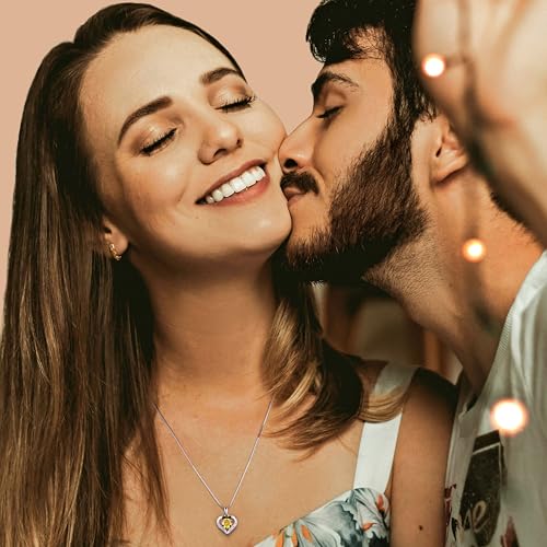 Heart Moissanite Birthstone Necklaces Anniversary/Birthday/Best Friend/Girlfriend/Wife Gifts for Her 925 Sterling Silver Pendant Necklace for Women4