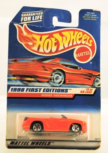 Hot Wheels - 1998 First Editions - Dodge Sidewinder - Neon Orange - Die Cast - Collector #634 - #3 of 45 - Rare Red Card - Limited Edition - Collectible 1:64 Scale