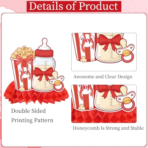 Image of Ready to Soda Pop Decorations - 9 Pcs She's Ready to Soda Pop Baby Shower Honeycomb Centerpieces Decorations, Red and White Decor Supplies for Gender Reveal Baby Shower
