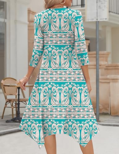 Image of Zeagoo Midi Dresses Women 2026 Dress 3 /4 Sleeve Casual Dresses with Pockets A Line Summer Beach Sundress