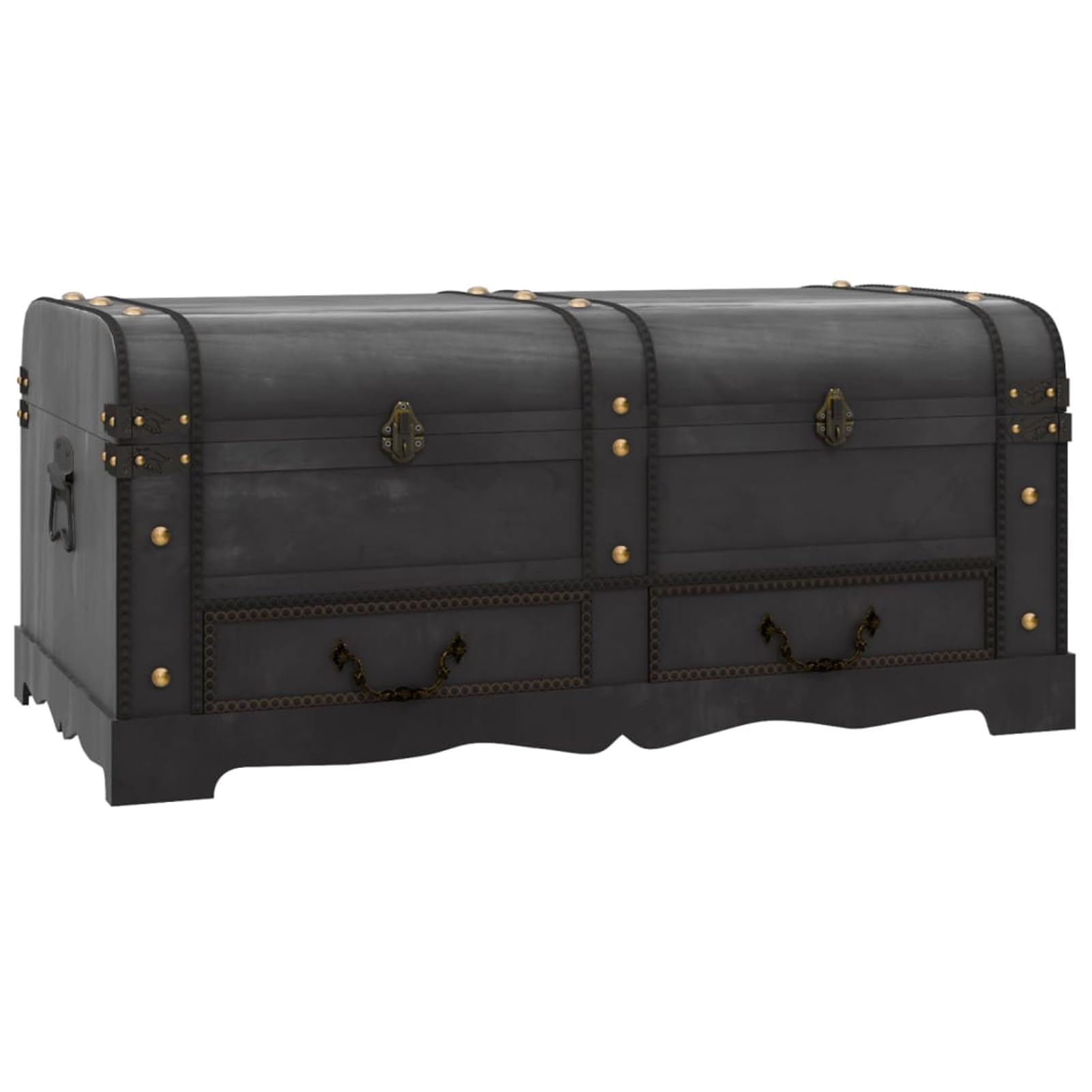 Muebles baúl del tesoro de madera grande negro, armario armario almacenamiento, estantes para armario armario interior, muebles de jardín, escobero para baño interior casa decoración para casa