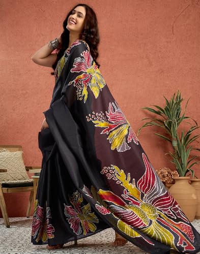 Image of SIRIL Women's Cotton Printed Saree with Unstitched Blouse Piece