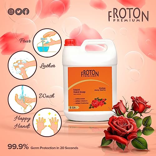 Image of Organic pH-Balance Moisturizing Rose Liquid Hand Wash 5 litre with Refreshing Fragrance, Complete Protection for Soft & Gentle Hands 5 ltr Can