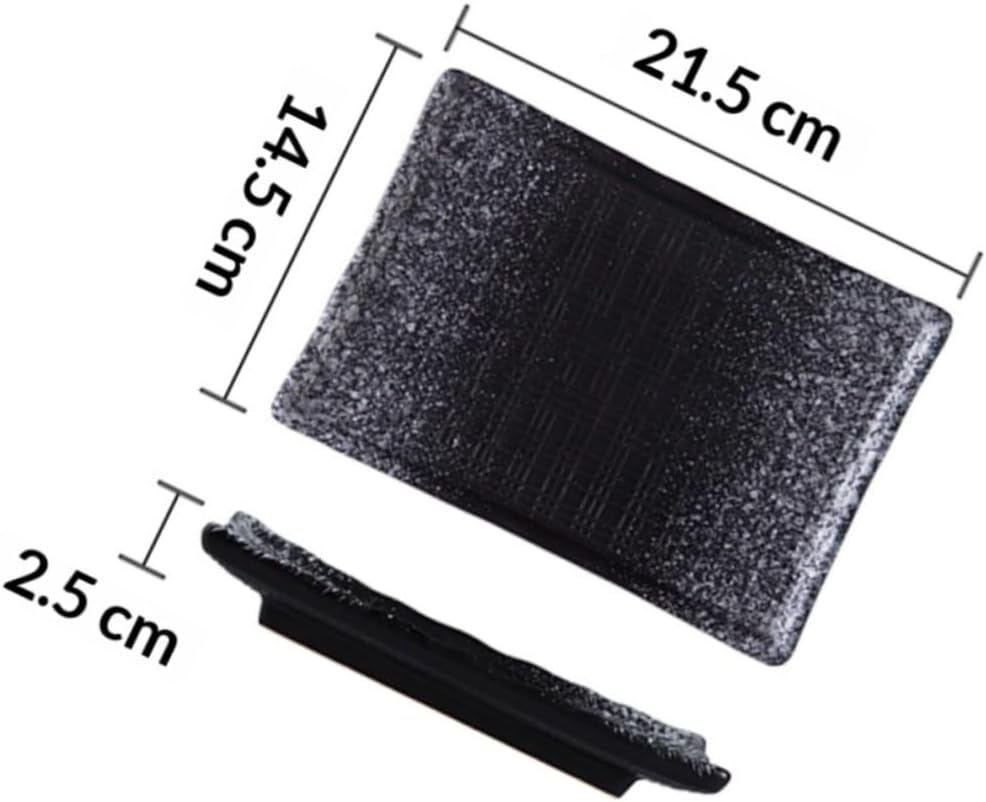 Hemobllo Japanese Style Rectangular Sushi Plate Set 8-inch Dark Grid and Black Pearl Finish Multi-purpose Snack and Dessert Serving Plates for Household and Entertaining Use – 2 Pieces