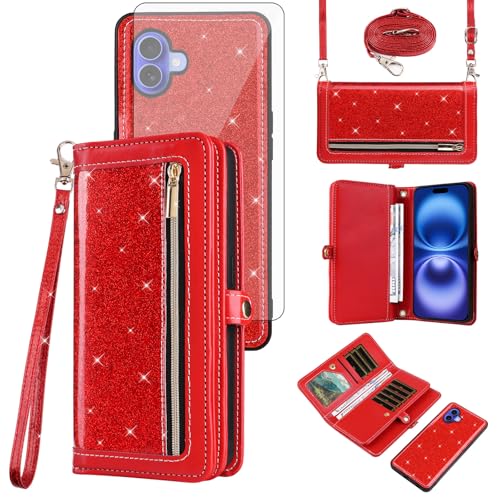 Portefeuille iPhone 16 Plus antichoc avec porte-cartes et film écran en verre trempé