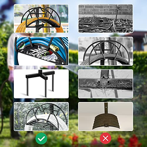 KalTell Garden Hose Stand Water Hose Holders for Outside Hose Storage Hanger with Extra Shelf Rack Freestanding -Black - Thumbnail 6