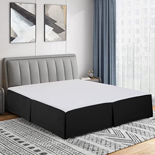 Consejos para Comprar Faldas de la cama para comprar online. 48 Cathay Home - Falda de Cama Plisada de Microfibra de Doble Cepillado de fácil Ajuste, Ultra Suave, Resistente a la decoloración y a Las Arrugas, Color Negro, tamaño matrimonial