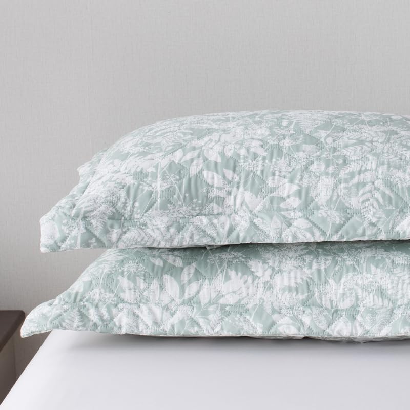 KASENTEX Green Floral Bed Pillow Sham King Size