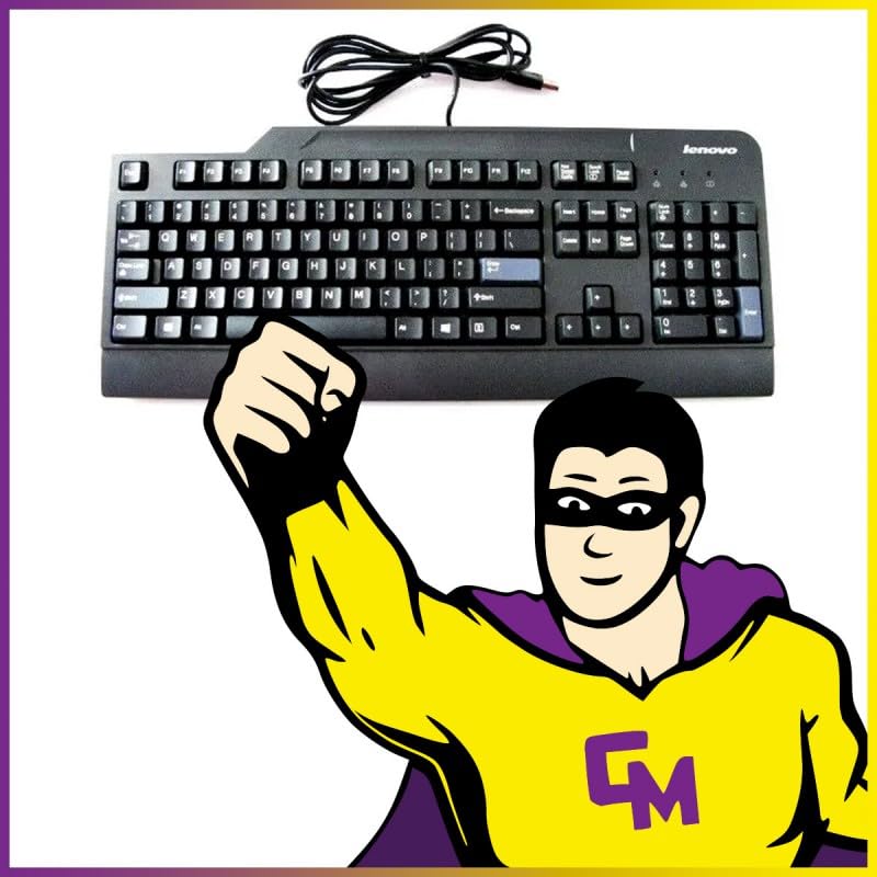 Clavier USB Lenovo AZERTY noir avec pavé numérique KU-0225 pour une frappe fluide sur PC