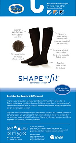 Dr. Comfort Men's Cotton Dress Graduated Compression Knee-High Sock, 15-20 mmHg, Khaki, Small3