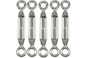 eoocvt 5pcs M4 Stainless Steel 304 Turnbuckle Wire Rope Tension (Eye & Eye)