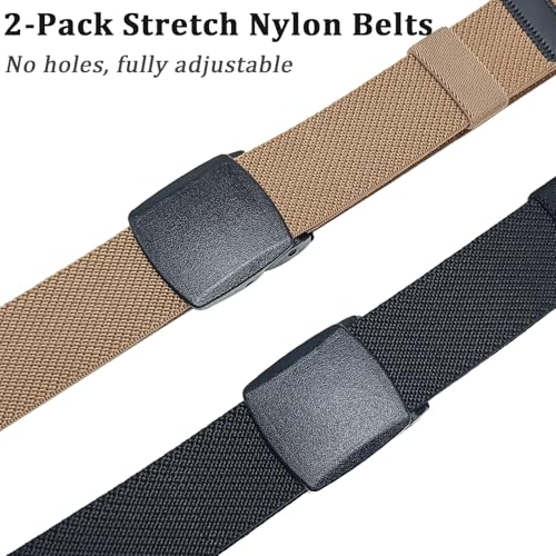 Image of WYuZe 2 Pack Nylon Belt Outdoor Military Web Belt 1.5 inch Men Tactical Webbing Work Belts for Men