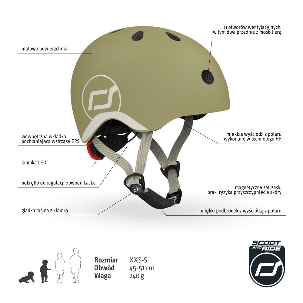 Scoot & Ride Unisexe - Casque bébé XXS European Headform Casque, Olive