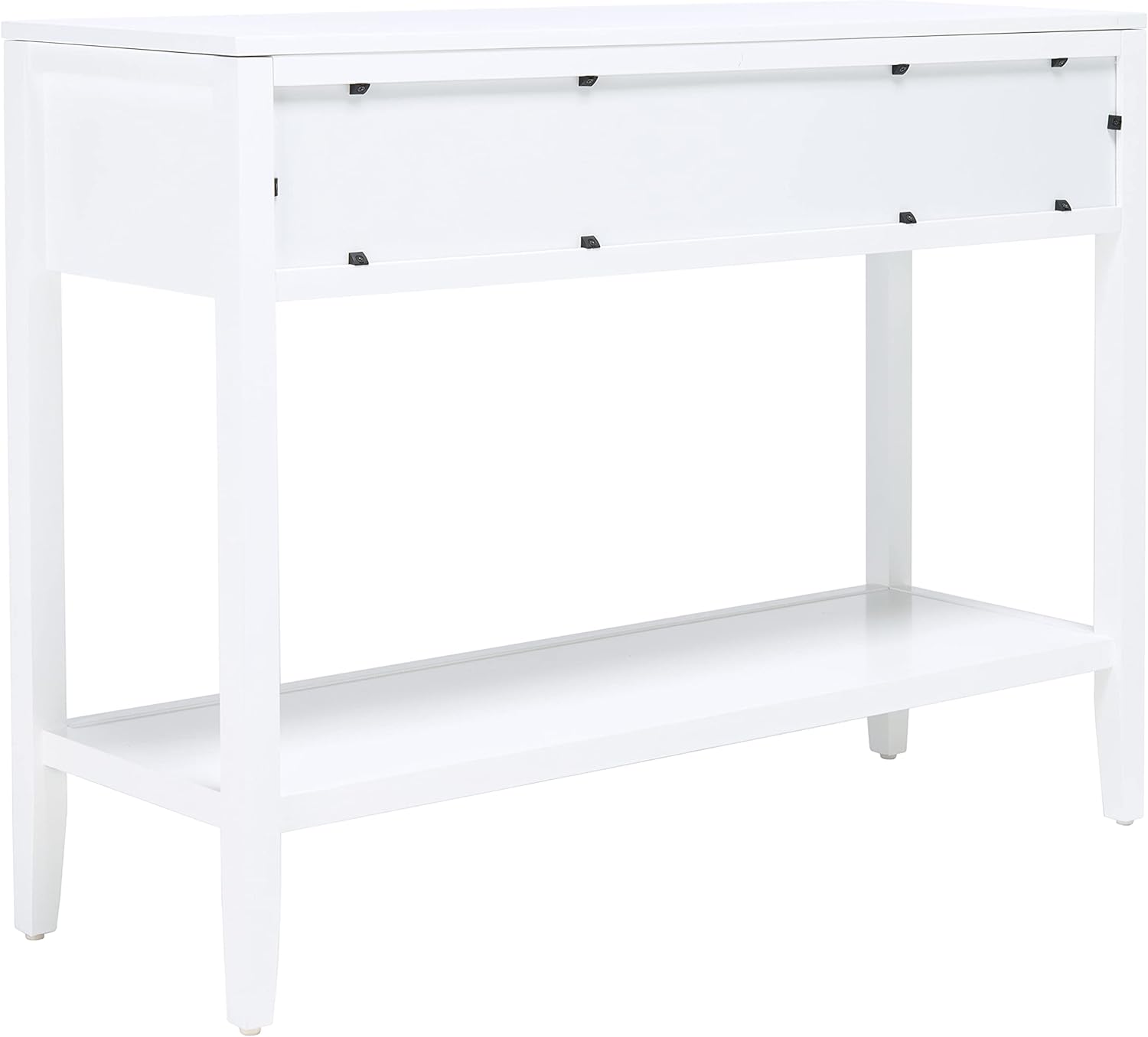White Mahogany and Brass Hallway Table with Storage
