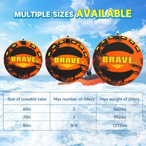 image for XGeek Towable Tubes for Boating,1-4 Rider Water Sport Towables for Boa