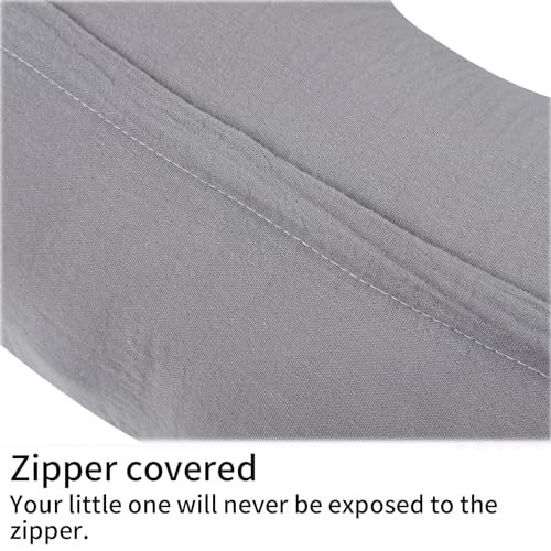 Image of Onacosht Muslin Nursing Pillow Cover Soft 100% Cotton Feeding Pillow Slipcover Fits Standard Infant Nursing Pillow for Baby Boy and Girl, Grey