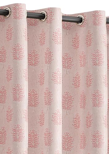 Image of Yellow Weaves 1 Pc Jacquard Tree Eyelet Long Door Curtain - Perfect for Home, Office, Bedroom, Living Room & Balcony - 7 Feet (Dusty Pink)