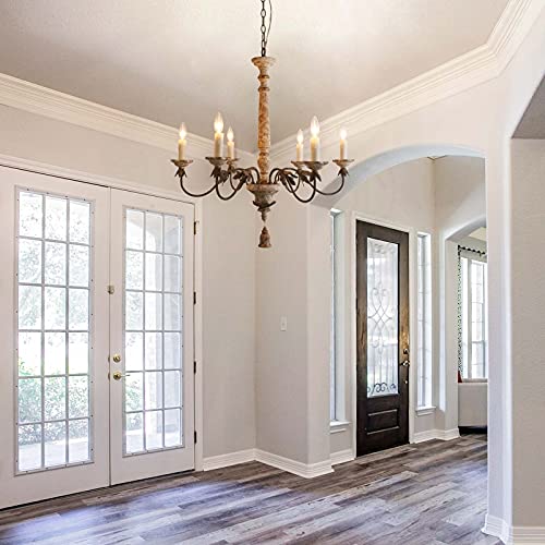 image for LALUZ Farmhouse Chandelier, 6-Light French Country Lighting with Metal