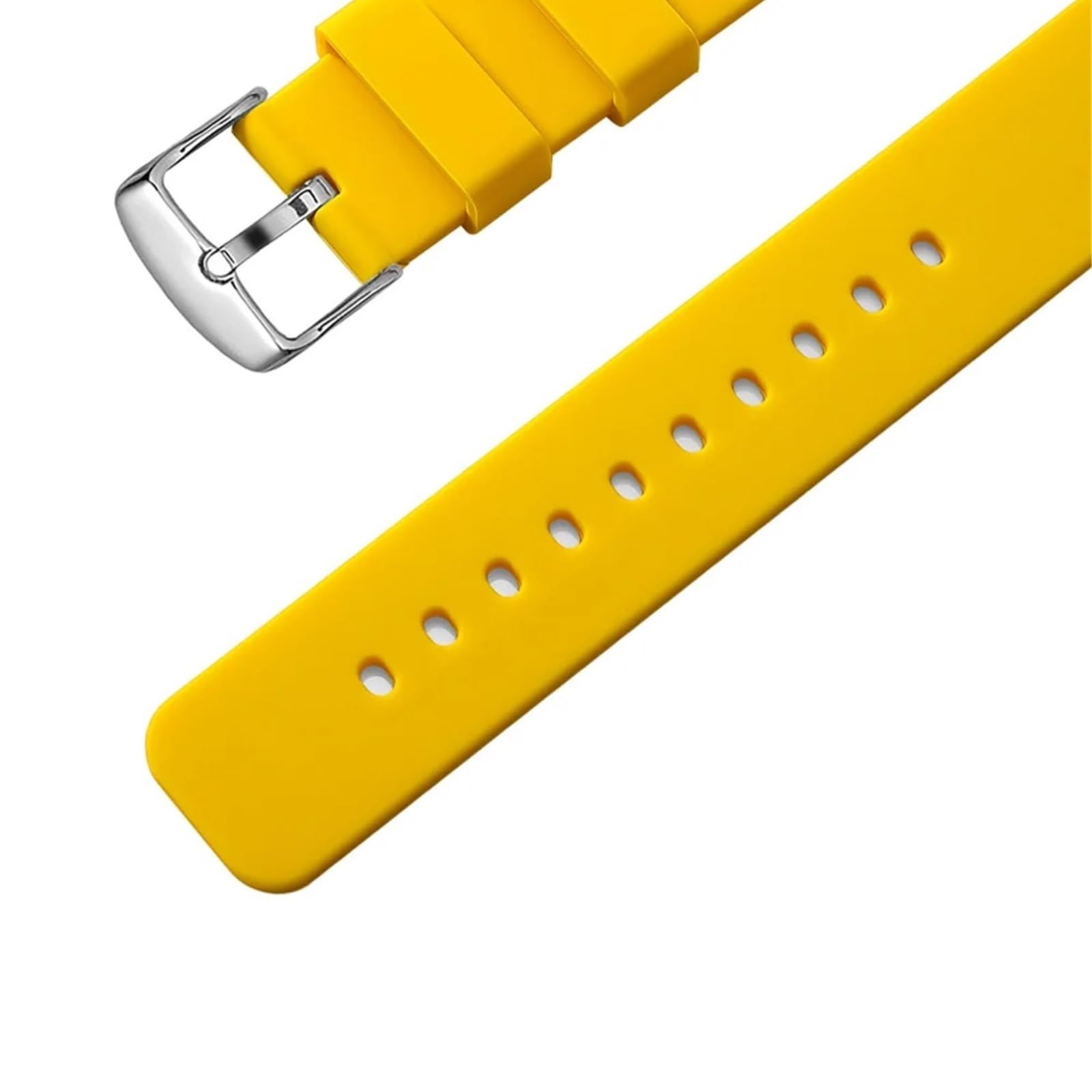 Bracelets de montre en silicone 14/16/18/19/20/21/22/24 mm - Bracelets de montre en caoutchouc souple à dégagement rapide (jaune, 22 mm)