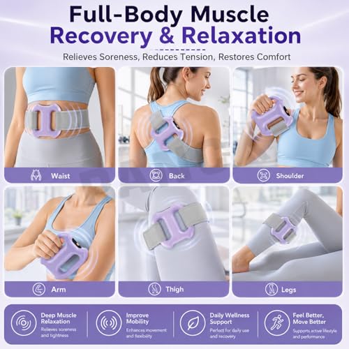Image of PANCA Percussion Muscle Ring Massager with Adjustable Belt, Portable Electric Full Body Massager for Waist, Back, Legs & Shoulder Relaxation, Vibration Fascial Massage Tool with Auto Off