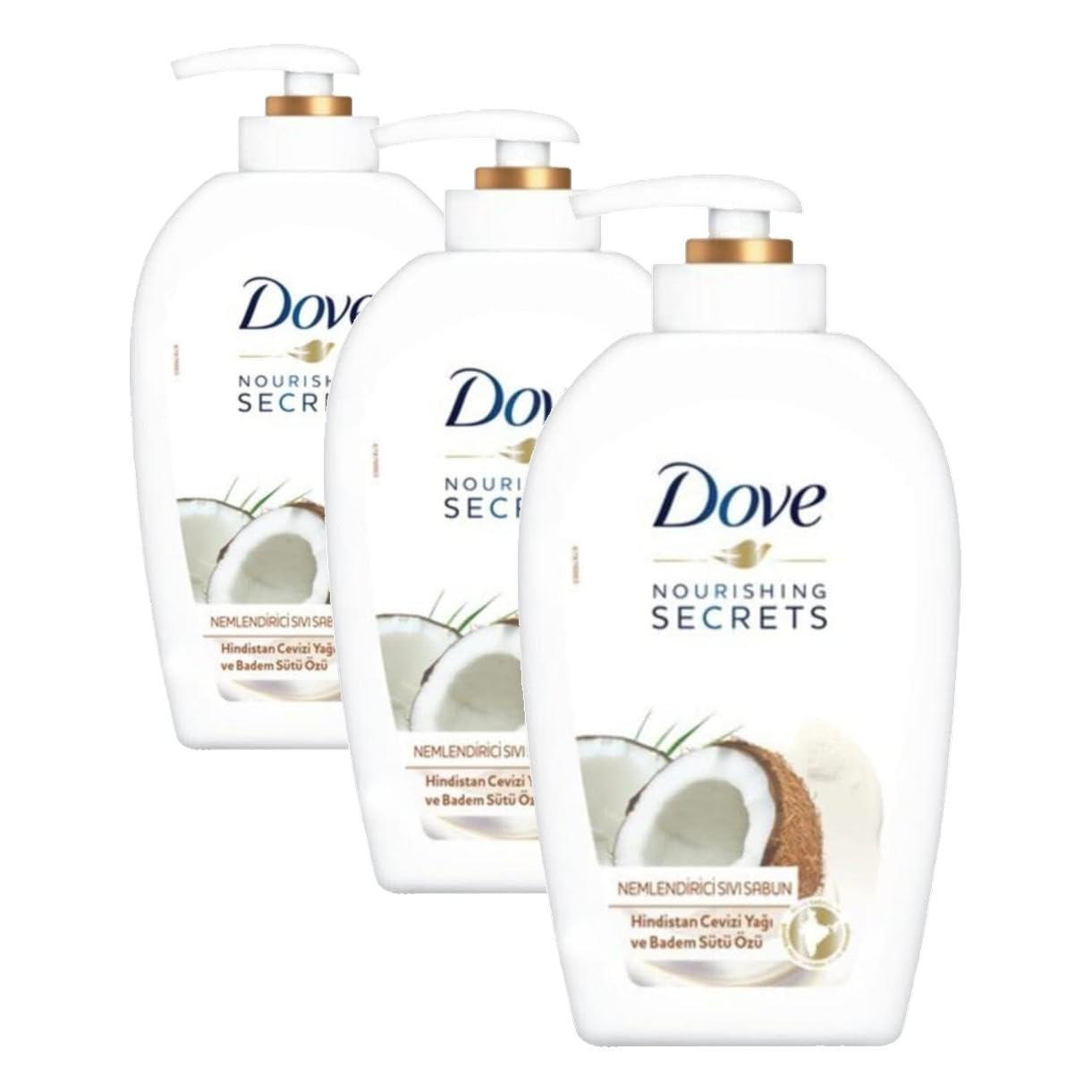 Dove Nemlendirici Sıvı Sabun Hindistan Cevizi Yağı ve Badem Sütü Özlü (450ml) (3 paketi)