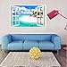 Fake Windows Wall Sticker Removable 3D Beach Seascape Faux Windows Wall Sticker Vinyl Self-Adhesive Beach Landscape Palm Tree Wall Mural Stickers for Bedroom Living Room Decoration