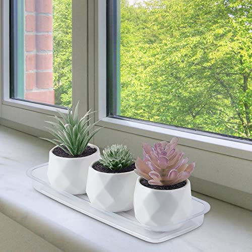 Idyllize Rectangular 5 Pieces Of 15 By 6 Inch Clear Thick Plastic Heavy Duty Sturdy Plant Saucer Drip Trays For Pots thumb #3