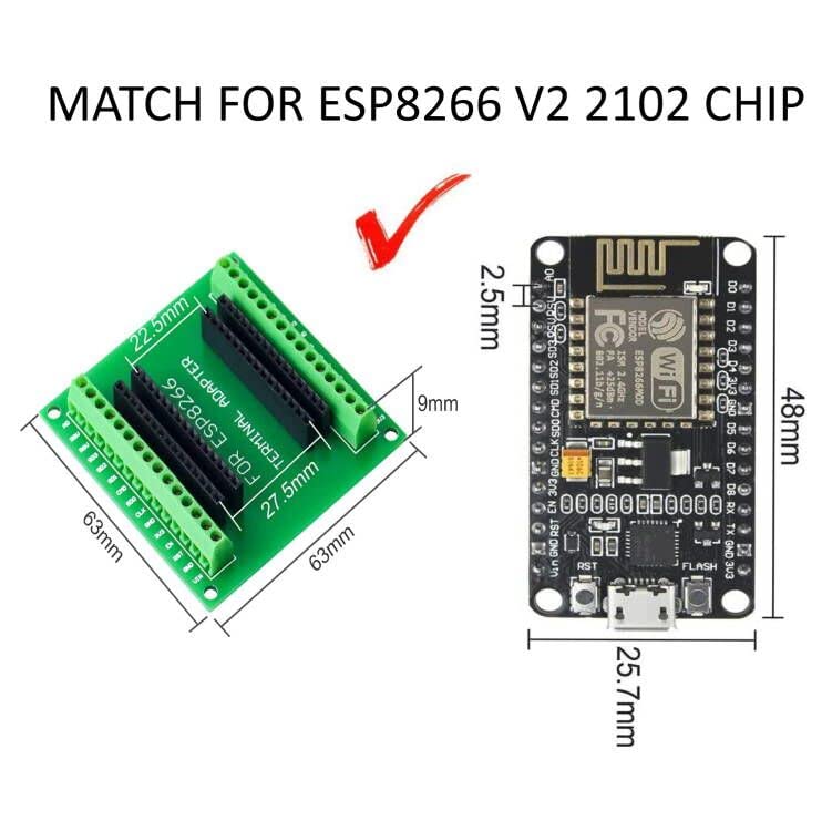Lot 3 Cartes De Dérivation GPIO ESP8266 1 En 2 - Compatible ESP-12E Pour Projets Maison Intelligente