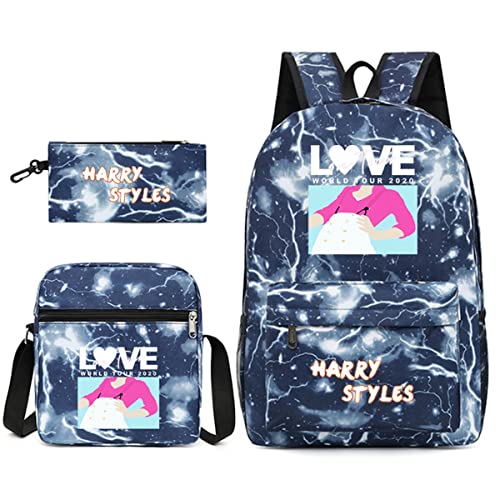 Muchable Juego de 3 mochilas estampadas de Harry Styles con bolsa de hombro, estuche para lápices,...