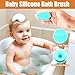 Wooden Soft Goat Bristles Brush with Baby Silicone Hair Scrubber Cradle Cap Brush for Newborns, Toddlers, Infant, Baby Hair Care Kit (Green)