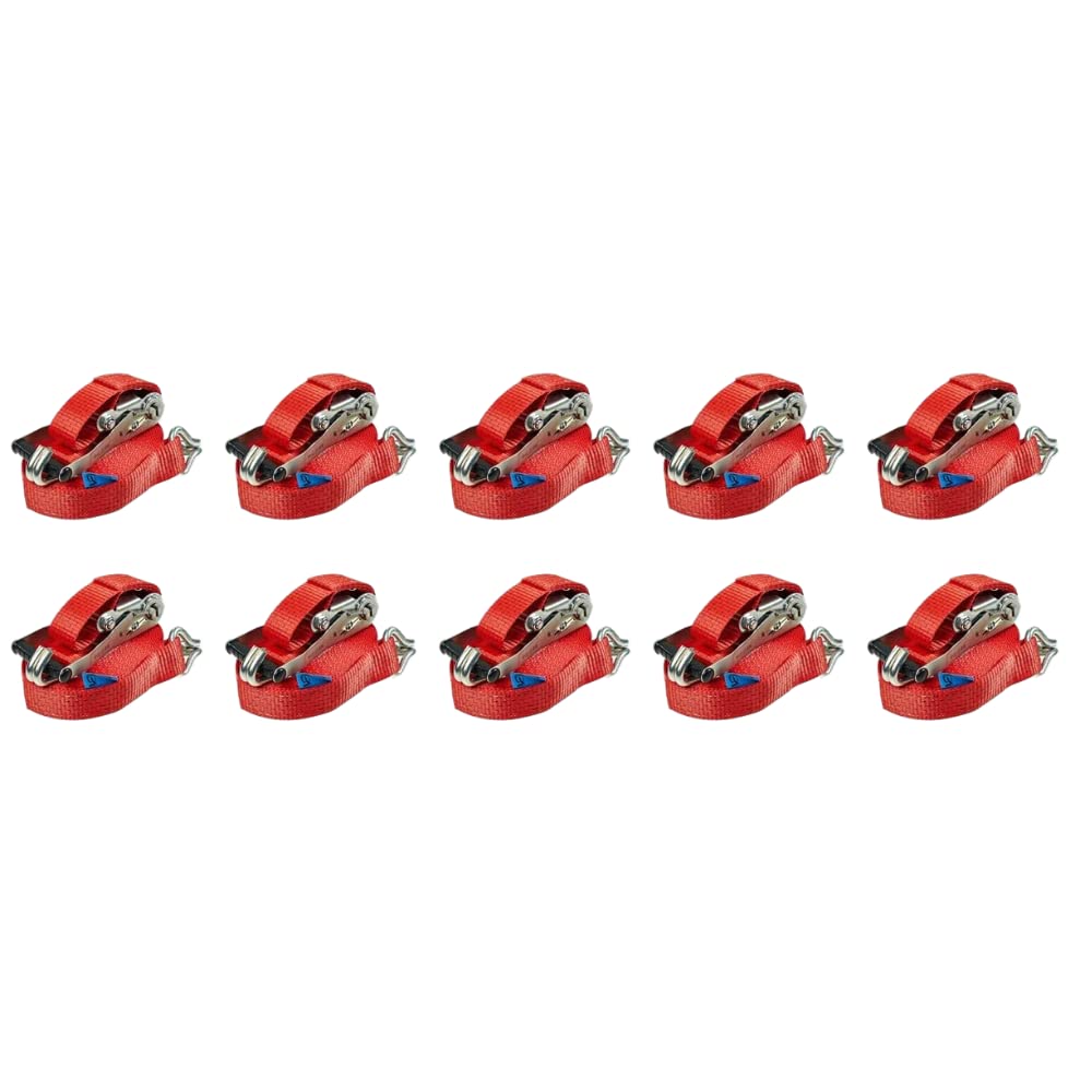 10X LOADCARE Spanngurt 8m Zurrgurt mit Ratsche 5000 Kg 2500 daN rot Ratschengurt Zurrband Haken Ladungssicherung Transporter Anhänger LKW PKW