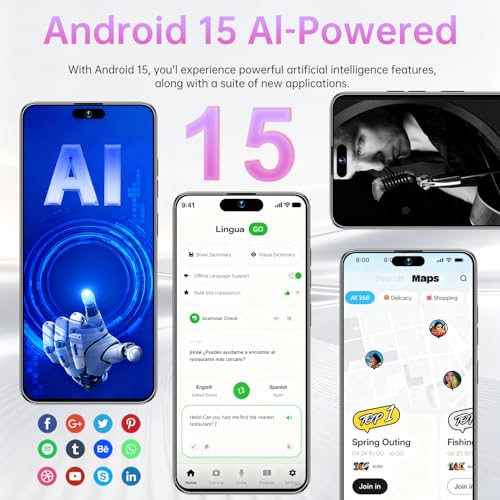 ONPTJ 17PM Unlocked Smartphone 6.9" HD Screen 12+512GB Smartphone with 128G Memory Card New System 7000mAh Long Battery Dual SIM/Fingerprint Lock/GPS/Face ID (Black) - Image 6